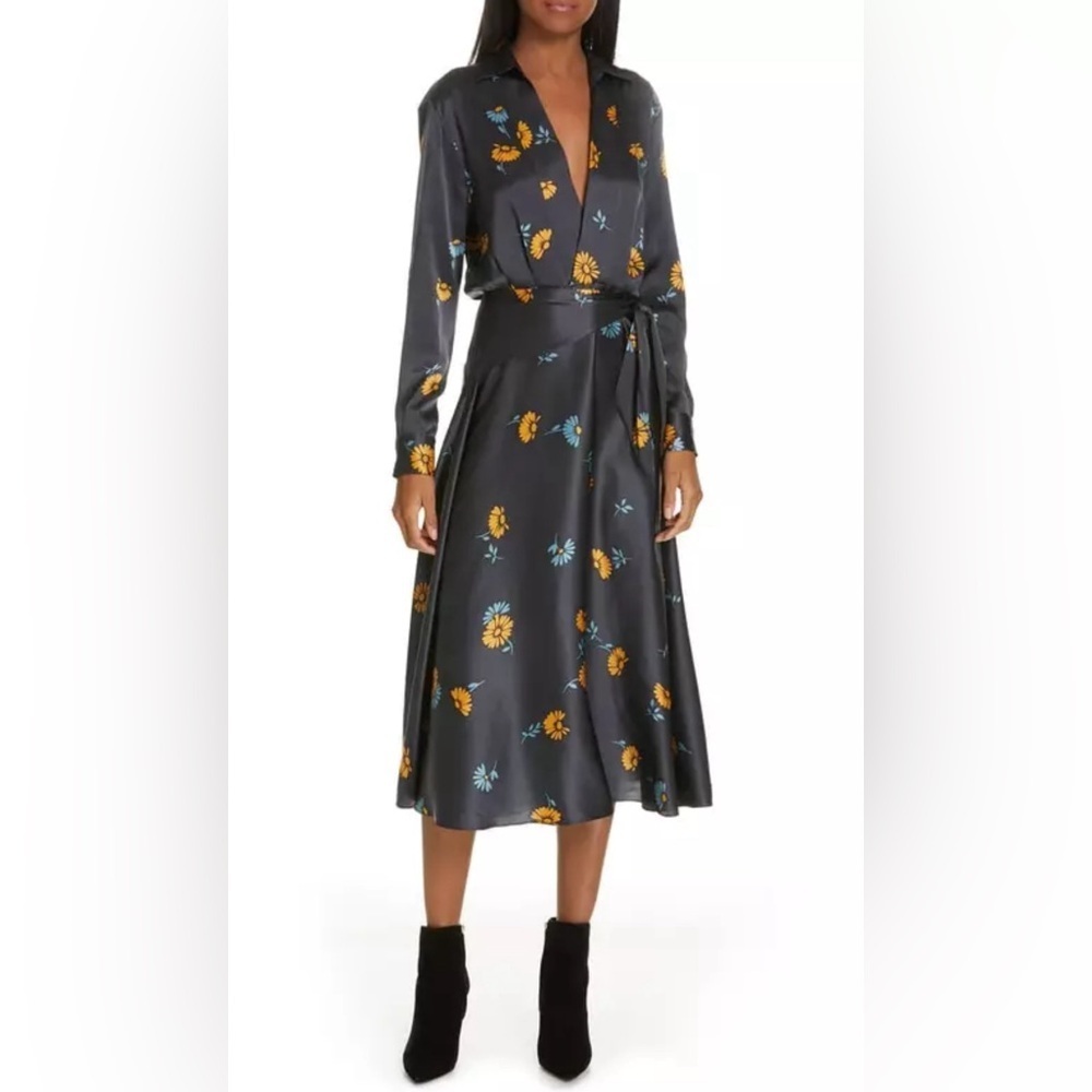 Equipment Vivienne Print Faux Wrap Silk‎ Dress, Size 4